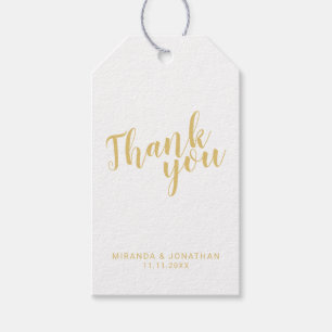 Modern Script Gold Wedding Favour Thank You Gift Tags