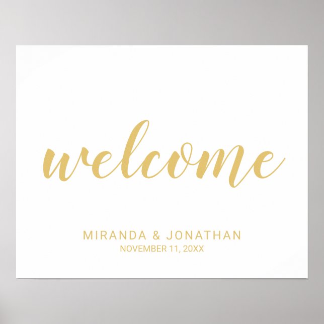 Modern Script Gold Wedding Welcome Sign (Front)