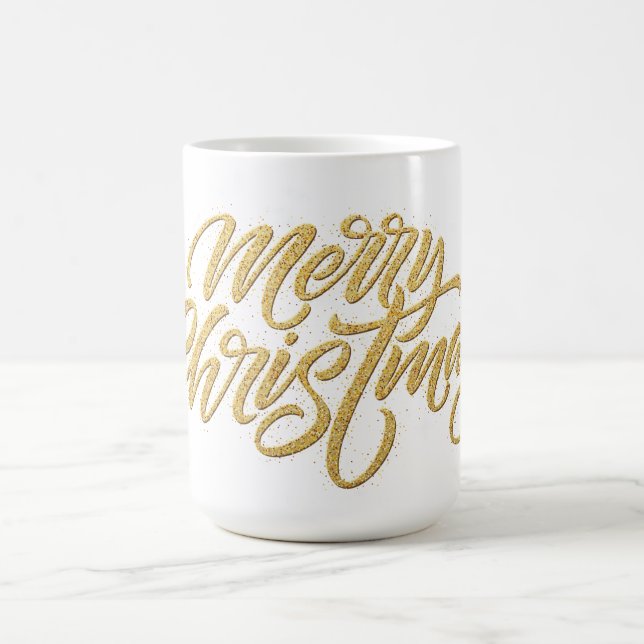 Modern Script Golden Merry Christmas Custom  Coffee Mug (Center)