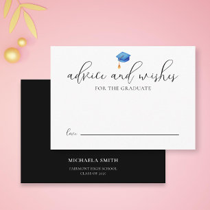 Modern Script Grad Advice Blue Graduation Enclosure Card