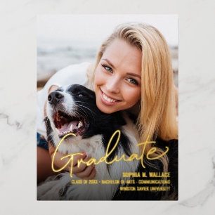 Modern Script Grad Photo graduation announcement