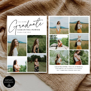 Modern Script  Graduate 10 Photos Graduation Announcement