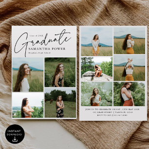Modern Script  Graduate 10 Photos Graduation Invitation