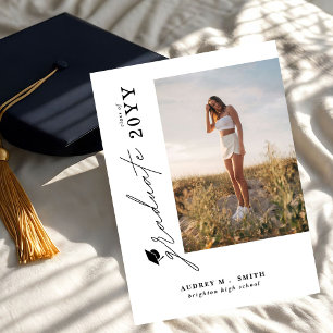 Modern Script Graduate 4 Photo Graduation Invitation
