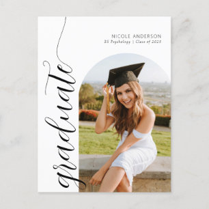 Modern Script Graduate Arch 2 Photo Announcement Postcard