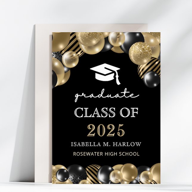 Modern Script Graduate Black Gold Announcement (Creator Uploaded)