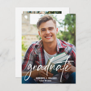 Modern Script Graduate Custom Photos Graduation Announcement
