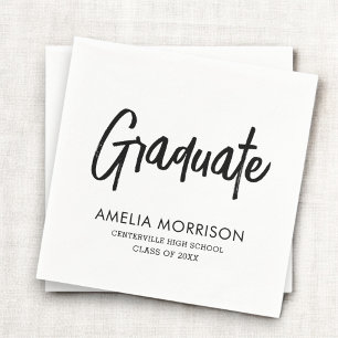 Modern Script Graduate Minimalist Graduation Napkin