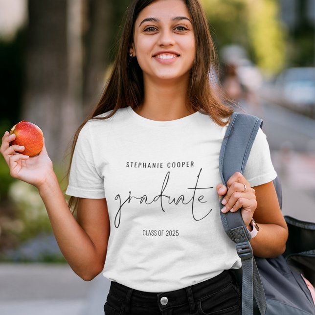 Modern Script Graduate Name Graduation T-Shirt (Creator Uploaded)