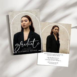 Modern Script  Graduate  Photo Arch Graduation Invitation