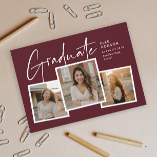 Modern Script Graduate Photo Collage Graduation Invitation