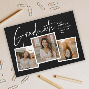Modern Script Graduate Photo Collage Graduation Postcard