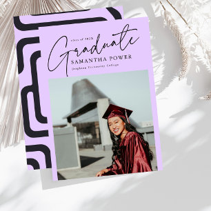 Modern Script Graduate Photo Geometric Graduation Announcement