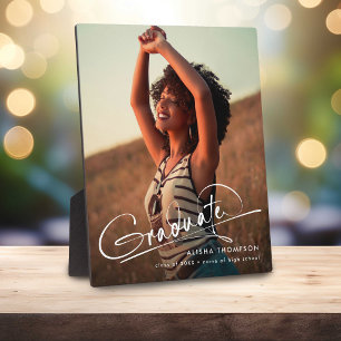 Modern Script Graduate Photo Gift Graduation Plaque