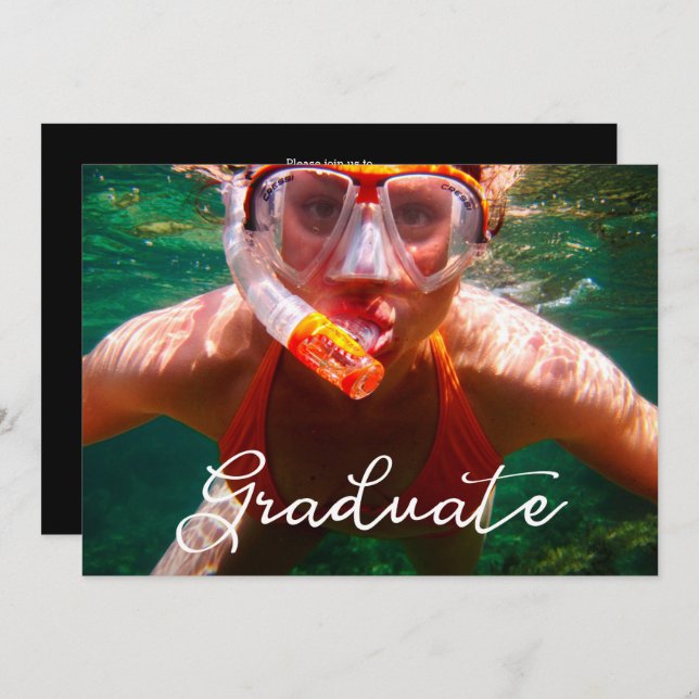 Modern Script Graduate Photo Graduation Invitation (Front/Back)
