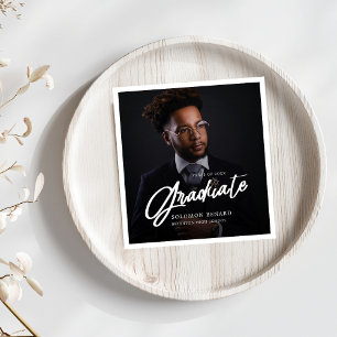 Modern Script Graduate Photo Graduation Napkin