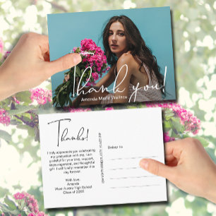 Modern Script Graduate Photo Graduation Thank You Postcard