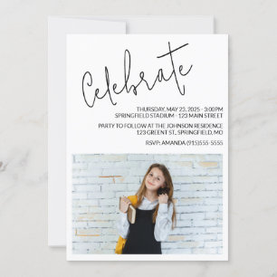 Modern Script Graduate Photo Invitation