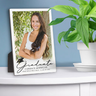 Modern Script Graduate Photo Keepsake Plaque