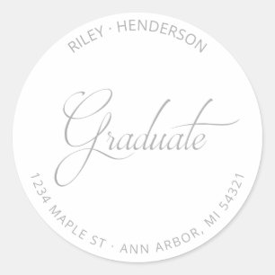 Modern Script Graduate Return Address  Classic Round Sticker