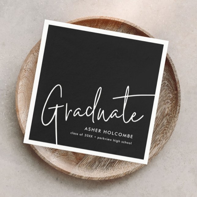 Modern Script Graduate Simple Graduation Napkin (Modern Graduate Script Simple Graduation Party Napkins.)
