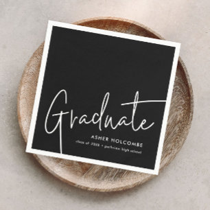 Modern Script Graduate Simple Graduation Napkin