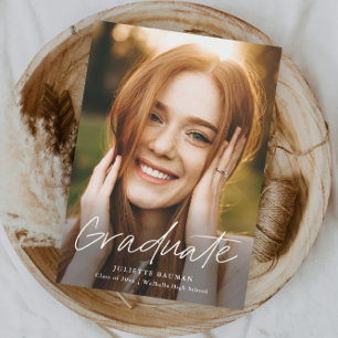 Modern Script Graduate Simple Photo Graduation Invitation