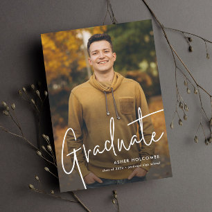 Modern Script Graduate Simple Photo Graduation Invitation