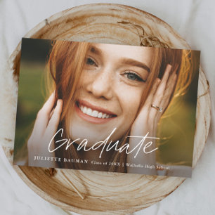Modern Script Graduate Simple Photo Graduation Invitation