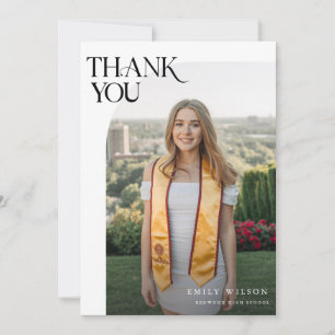 Modern Script Graduate Two Arch Photo Graduation Thank You Card