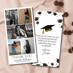 modern script graduation 5 photo class of 2026 thank you card