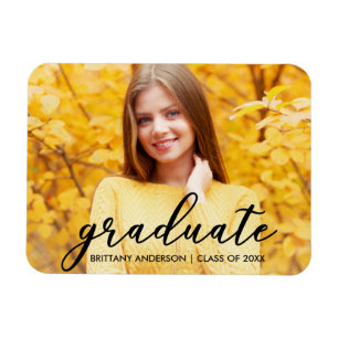 Modern Script Graduation Announcement Photo B Magnet