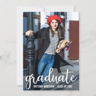 Modern Script Graduation Announcement Photo Card W