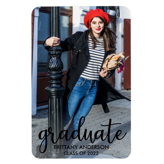 Modern Script Graduation Announcement Photo  Magnet (Vertical)