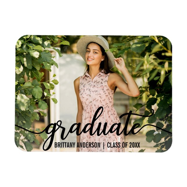 Modern Script Graduation Announcement Photo Magnet (Horizontal)