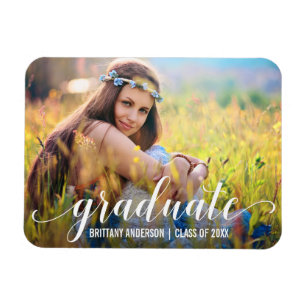 Modern Script Graduation Announcement Photo Magnet