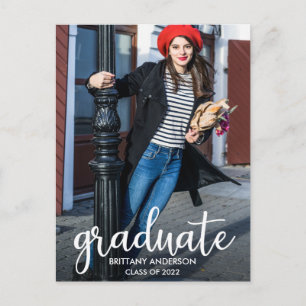 Modern Script Graduation Announcement Photo  Postcard