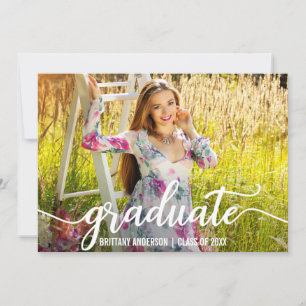 Modern Script Graduation Announcement Photo W