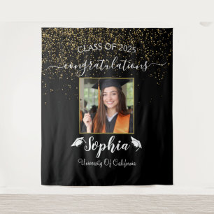 Modern Script Graduation Backdrop Graduate Photo Tapestry