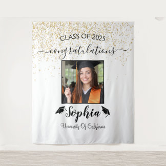 Modern Script Graduation Backdrop | Graduate Photo Tapestry