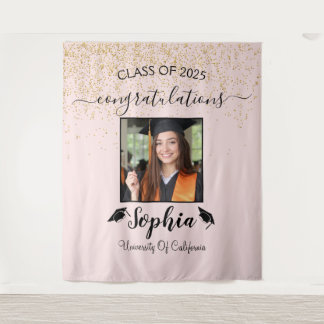 Modern Script Graduation Backdrop | Graduate Photo Tapestry