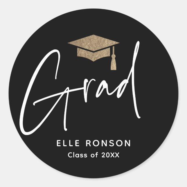 Modern Script Graduation  Classic Round Sticker (Front)