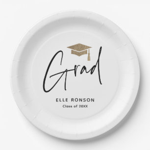 Modern Script Graduation Paper Plate