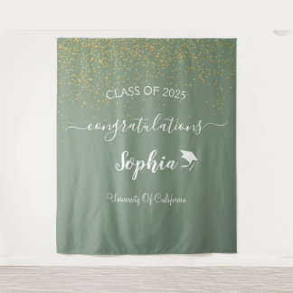 Modern Script Graduation Party Backdrop | Graduate Tapestry