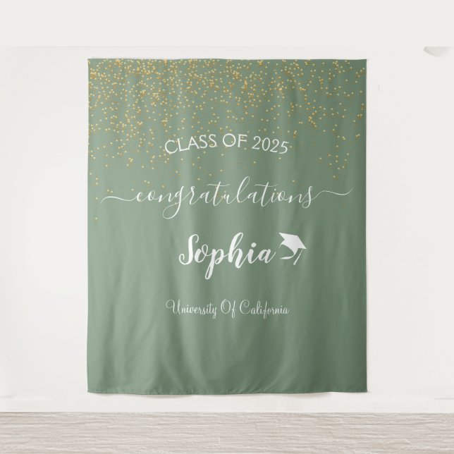 Modern Script Graduation Party Backdrop | Graduate Tapestry (Front)