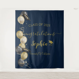 Modern Script Graduation Party Backdrop Graduate Tapestry