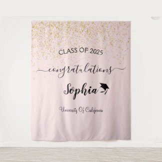 Modern Script Graduation Party Backdrop | Graduate Tapestry