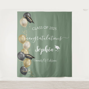 Modern Script Graduation Party Backdrop   Graduate Tapestry