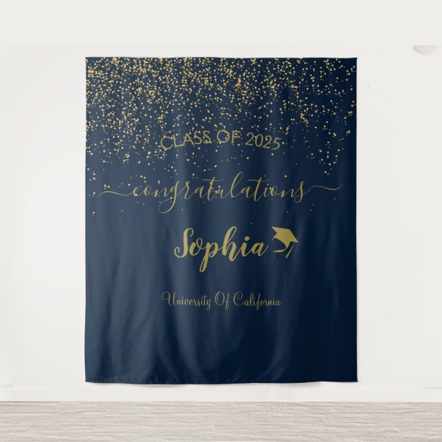 Modern Script Graduation Party Backdrop | Graduate Tapestry (Front)