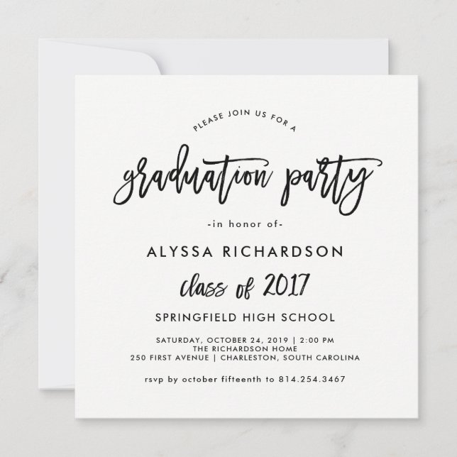Modern Script | Graduation Party Invitation (Front)